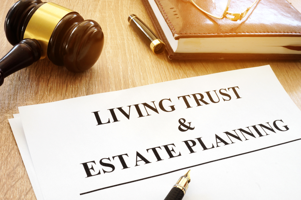 Image of a living trust and estate contract, estate planning